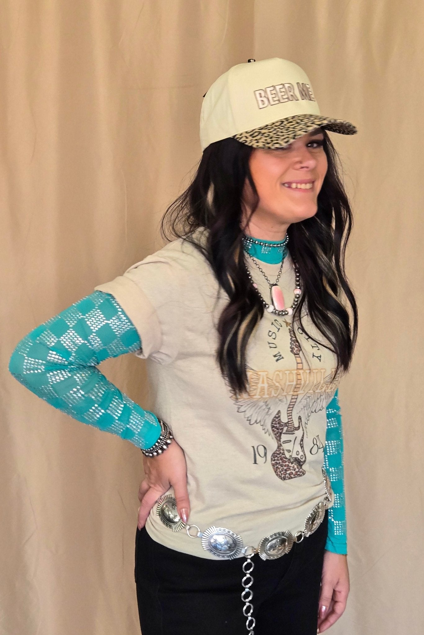 "Nashville" Western Graphic Tee — Ash Grey Jerzees Music City Western Statement