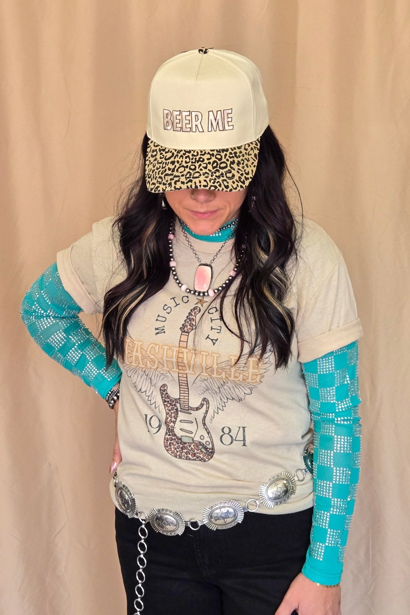 "Nashville" Western Graphic Tee — Ash Grey Jerzees Music City Western Statement