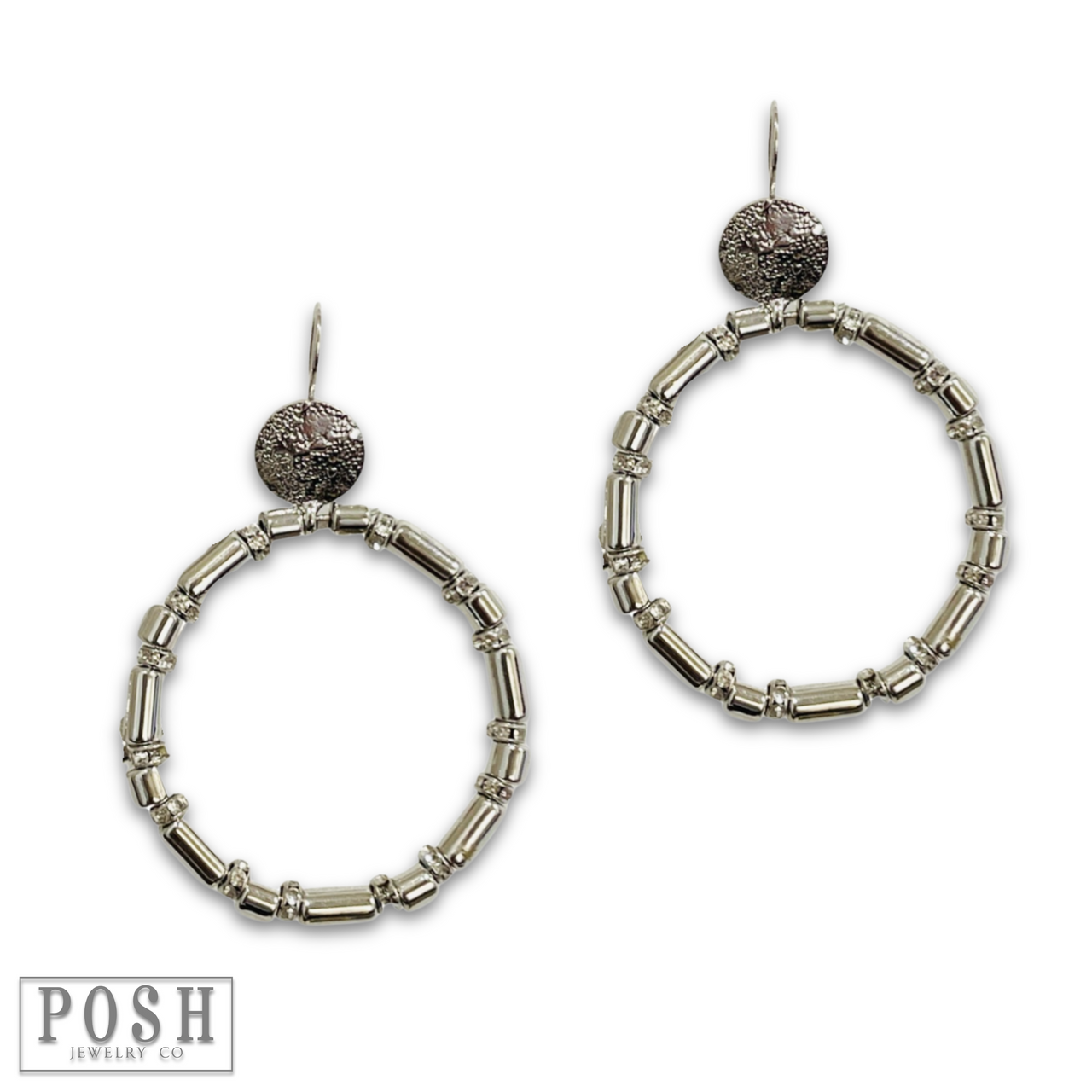Tube bead and rhinestone earring - LC