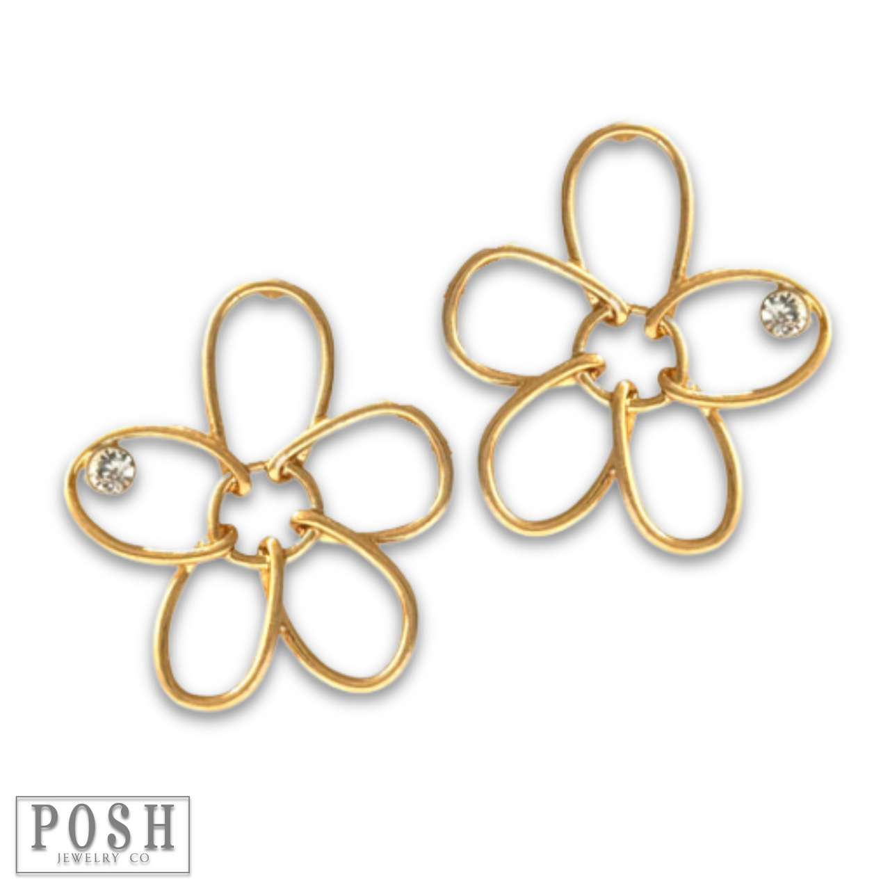 Wire wrapped flower post earring - LC
