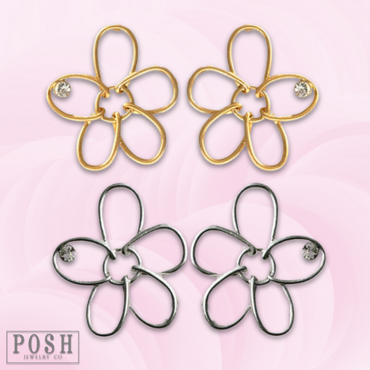 Wire wrapped flower post earring - LC