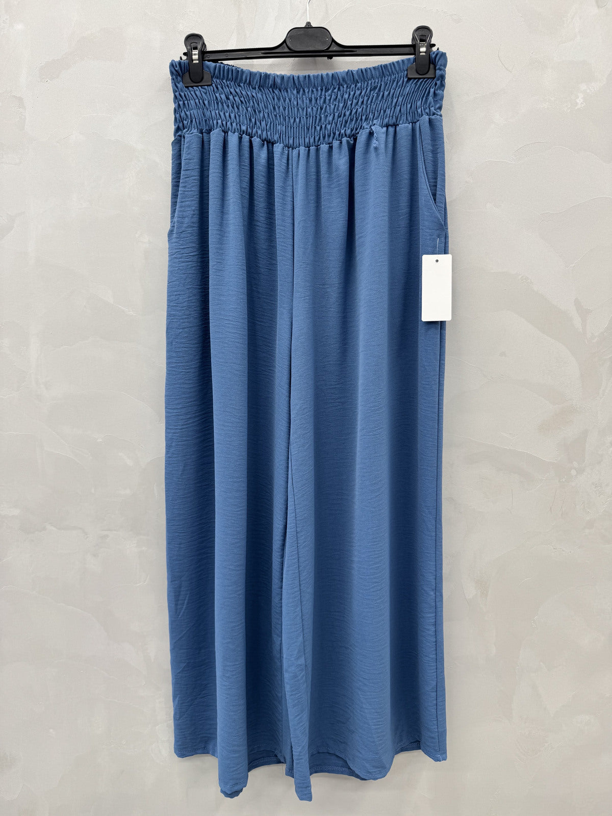 CR1 Italian Smocked Wide-Leg Palazzo Pants