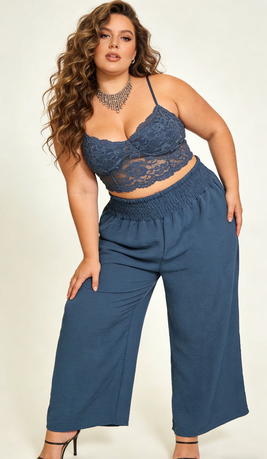 CR1 Italian Smocked Wide-Leg Palazzo Pants