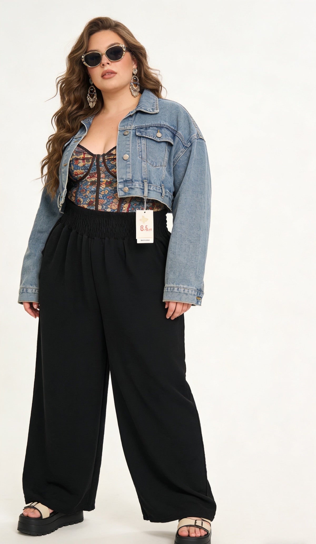 CR1 Italian Smocked Wide-Leg Palazzo Pants