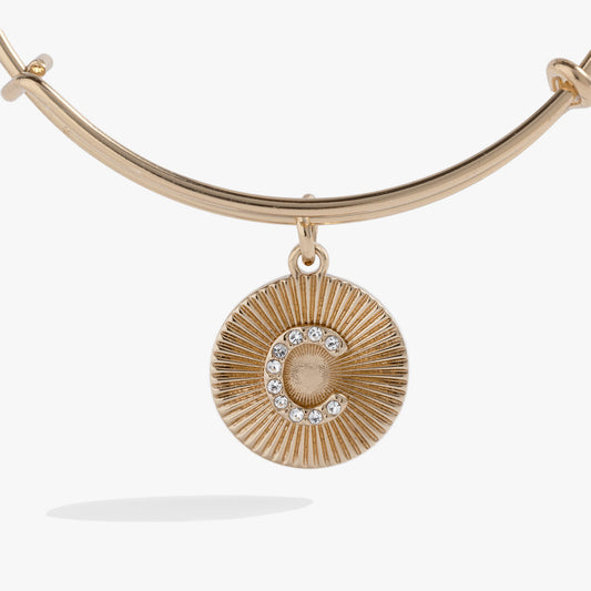 Initial C Pave Starburst Texture Bangle