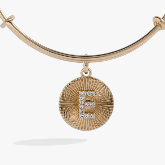 Initial E Pave Starburst Texture Bangle