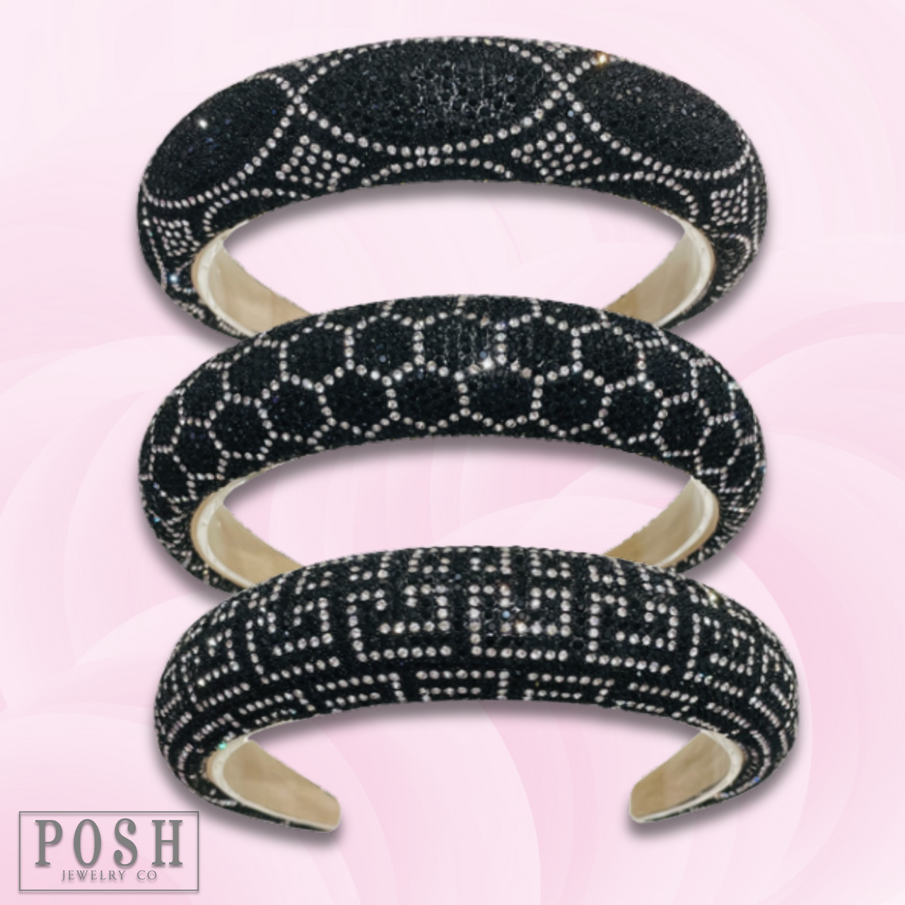 Luxury look patterned rhinestone headband - LC