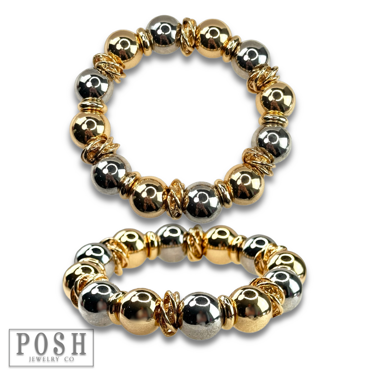 Two tone shiny bead bracelet