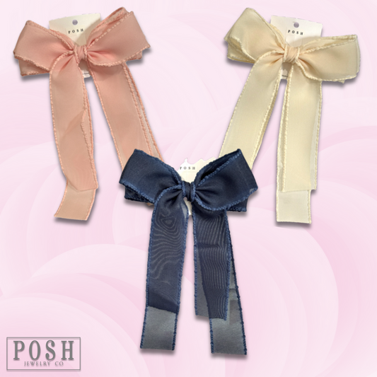 Textured ribbon hair bow - LC