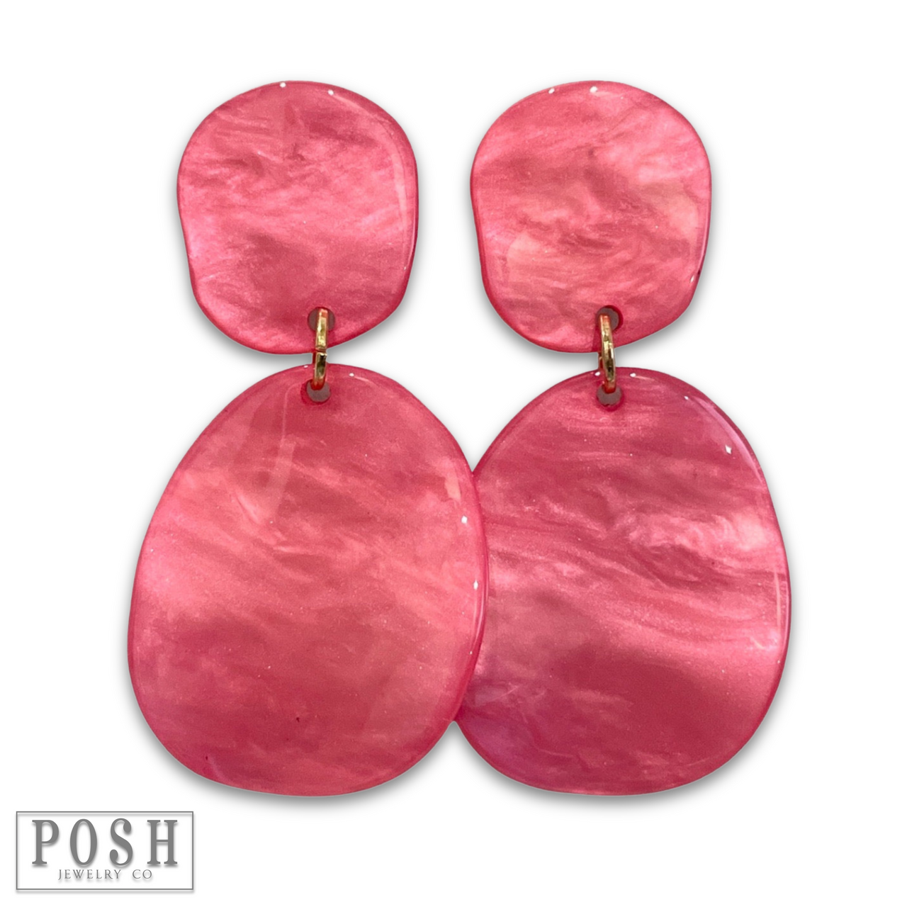 Fuchsia acrylic double oval earring, last call