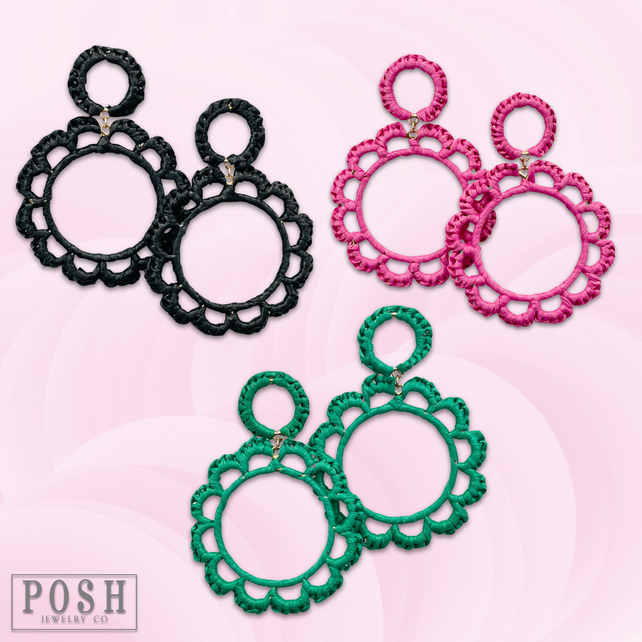 Raffia circle earring, last call