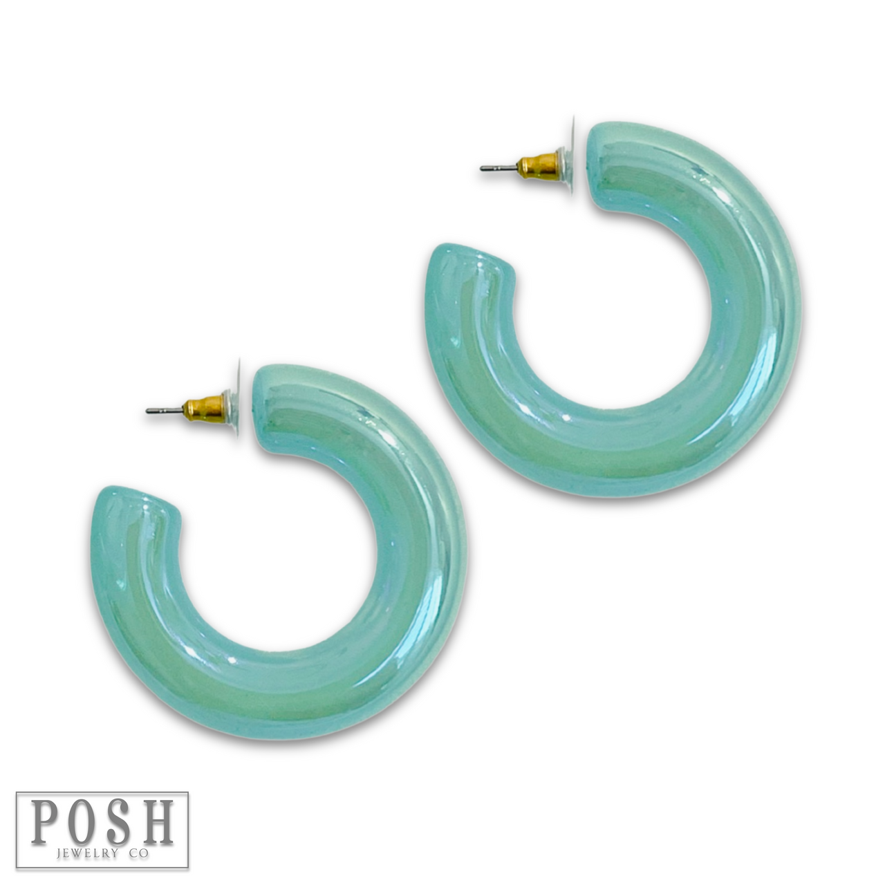 Iridescent acrylic hoop earring - LC