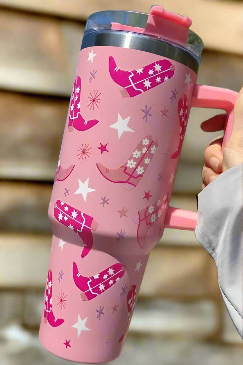 Pink Western Boot Print 40oz Tumbler