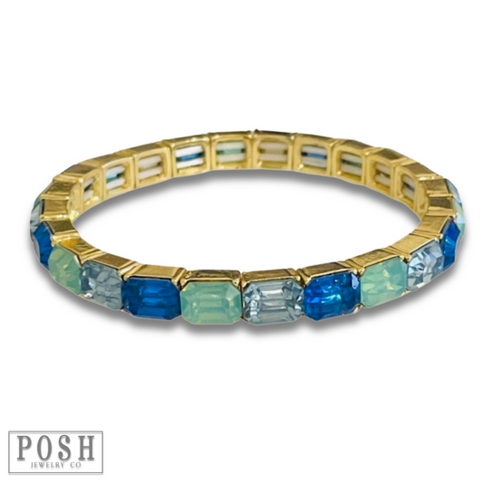 Rectangle rhinestone stretch bracelet - LC