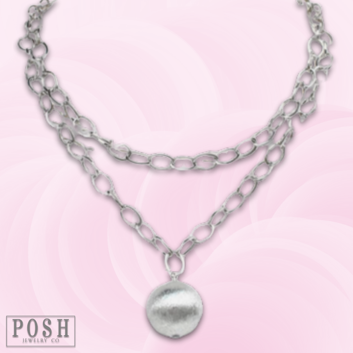 Double strand necklace with ball pendant - LC