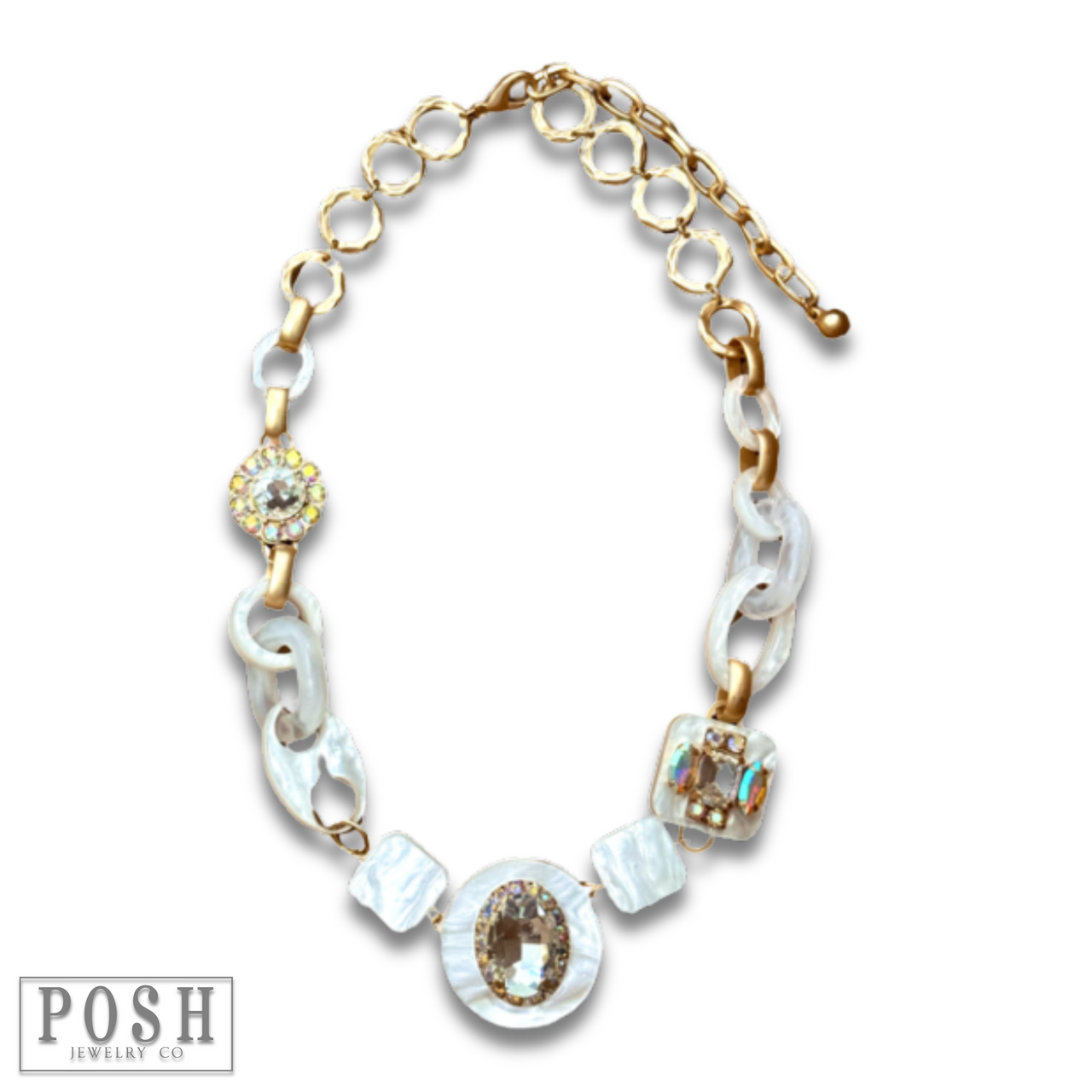 Acrylic chain and rhinestone necklace - LC