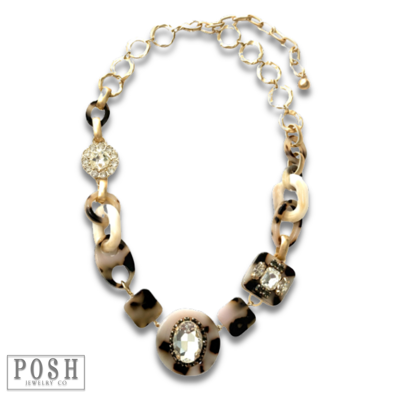 Acrylic chain and rhinestone necklace - LC