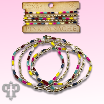 Multi-color and gold bead bracelet set - LC