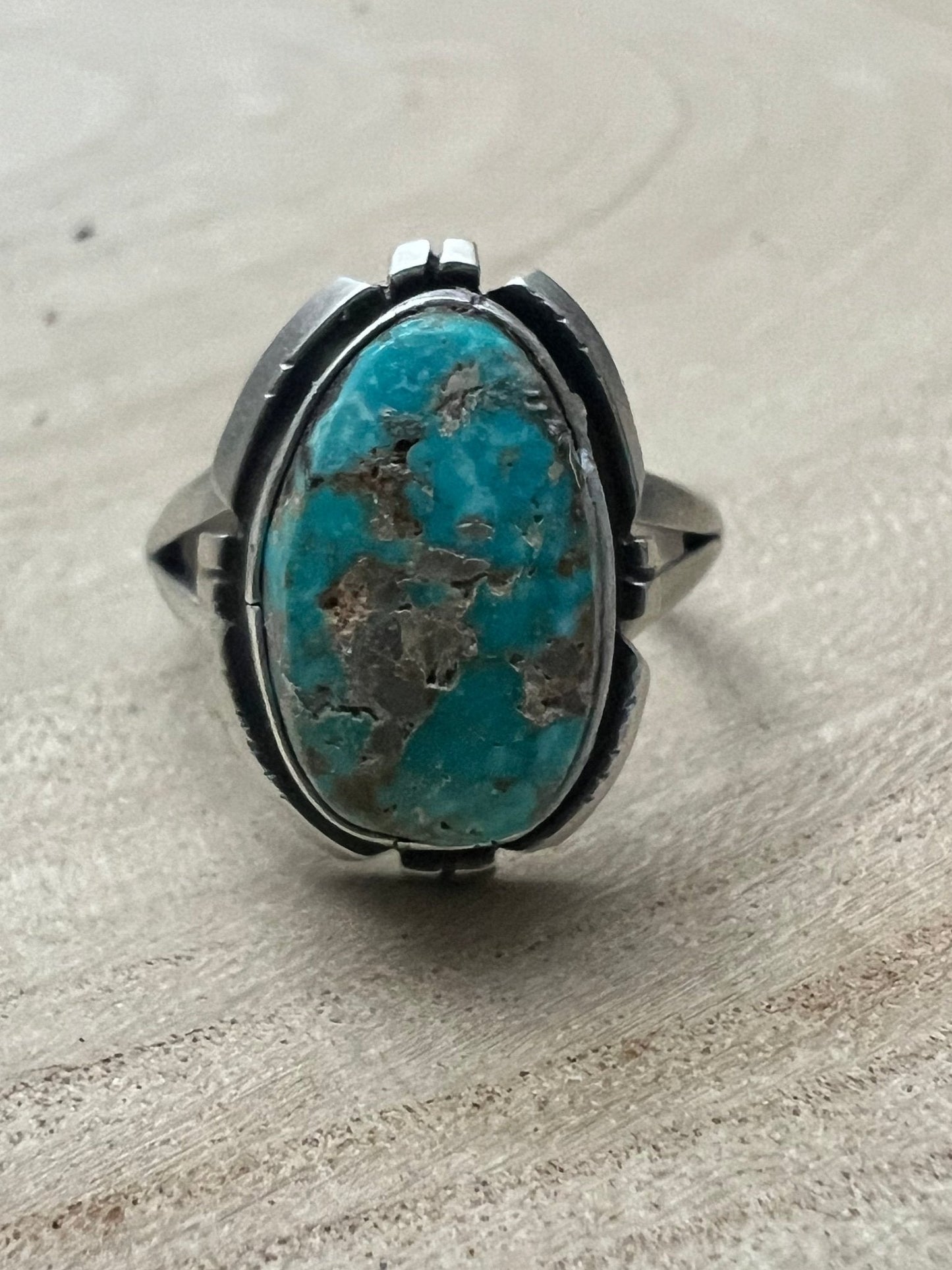 Randy Billy Navajo Sterling Silver Ring with Royston Turquoise — Size 9.5 (Medium 7/8" × 5/8")