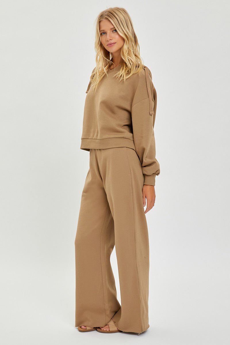 Risen Oversized V-Neck Hoodie Sweatshirt — Soft Cotton-Poly Blend Western Lounge Top (large remaining)