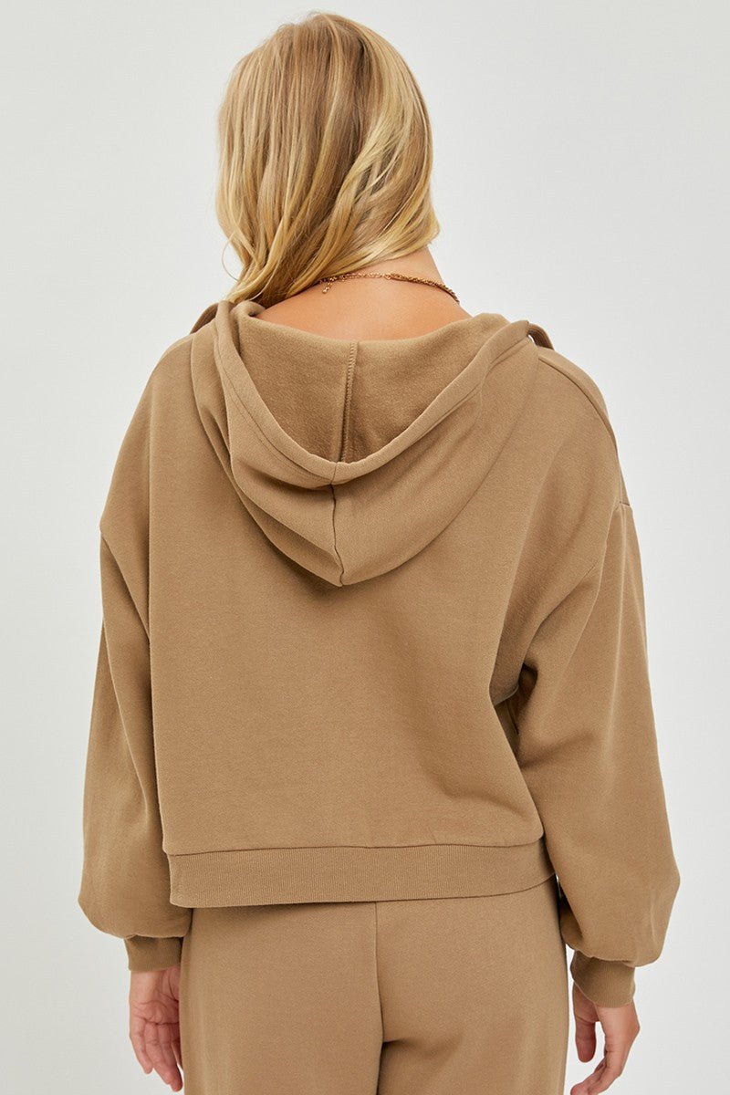 Risen Oversized V-Neck Hoodie Sweatshirt — Soft Cotton-Poly Blend Western Lounge Top (large remaining)