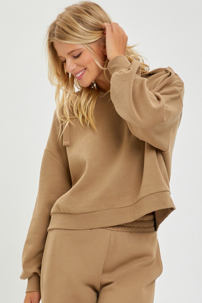 Risen Oversized V-Neck Hoodie Sweatshirt — Soft Cotton-Poly Blend Western Lounge Top (large remaining)