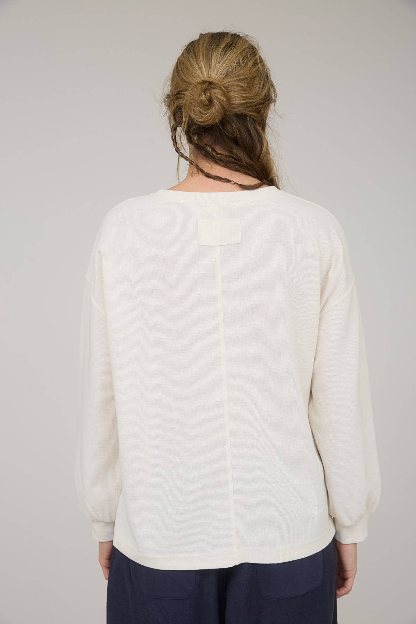 Blu Pepper "Round Up" Western Raw Edge Marled Knit Top — Soft Cotton Blend (Brown or Oatmeal)