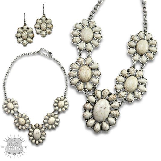 Stone flower necklace set, last call