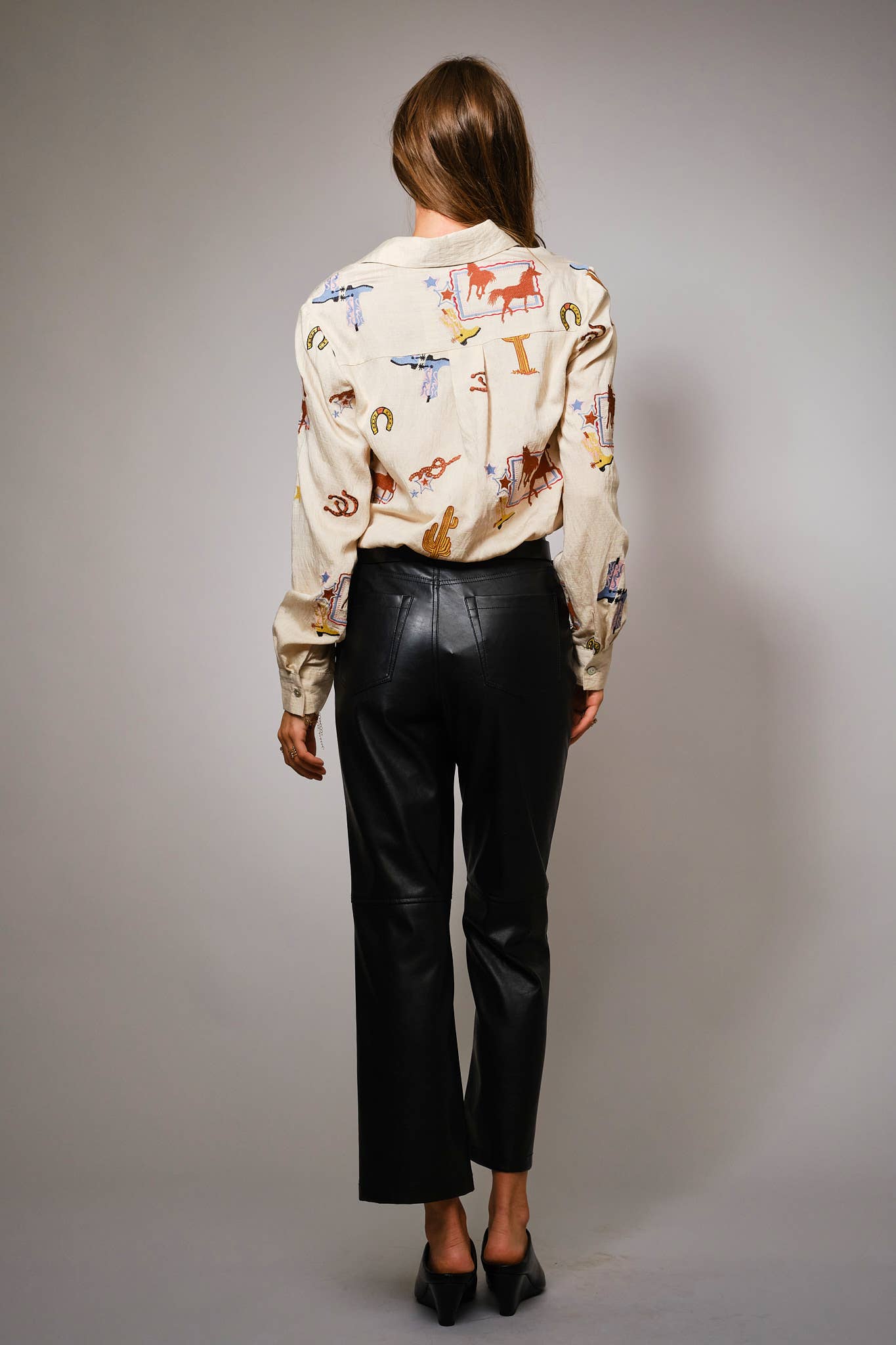 Blue B "She's Western" Embroidered Shirt — Horses, Cacti, Stars & Boots Western Embroidery