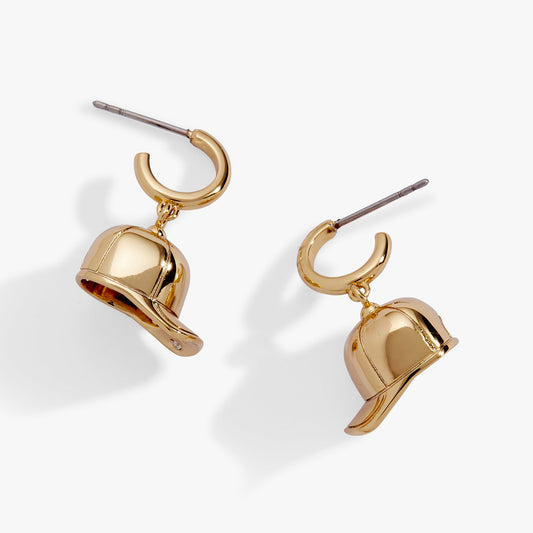 Baseball Cap Huggie Drop Earrings