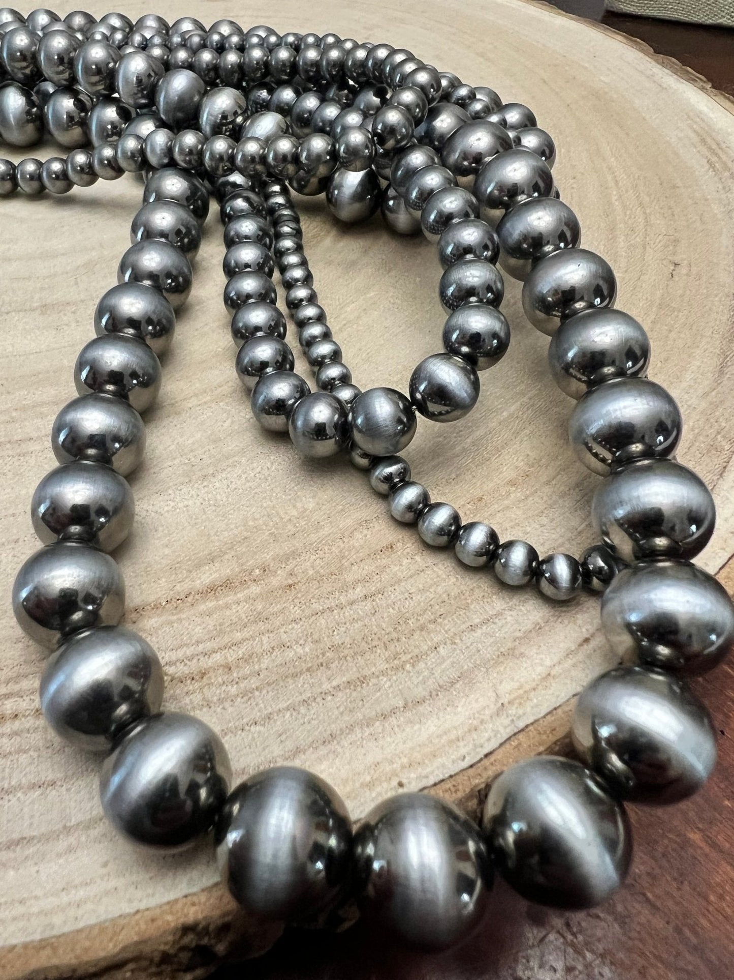 Western Statement 5-Strand Faux Sterling Pearl Necklace & Earring Set — Single-Clasp Layered