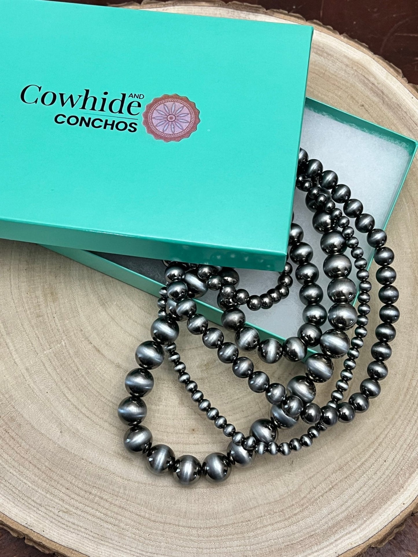 Western Statement 5-Strand Faux Sterling Pearl Necklace & Earring Set — Single-Clasp Layered