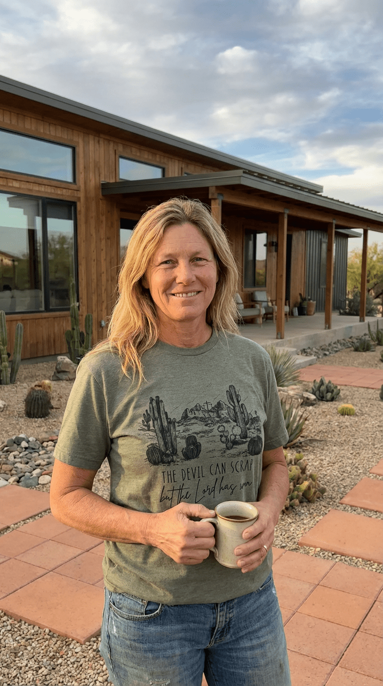 "The Devil Can Scrap" Western Christian Desert Graphic Tee — Vintage Cotton-Poly Blend Faith Statement