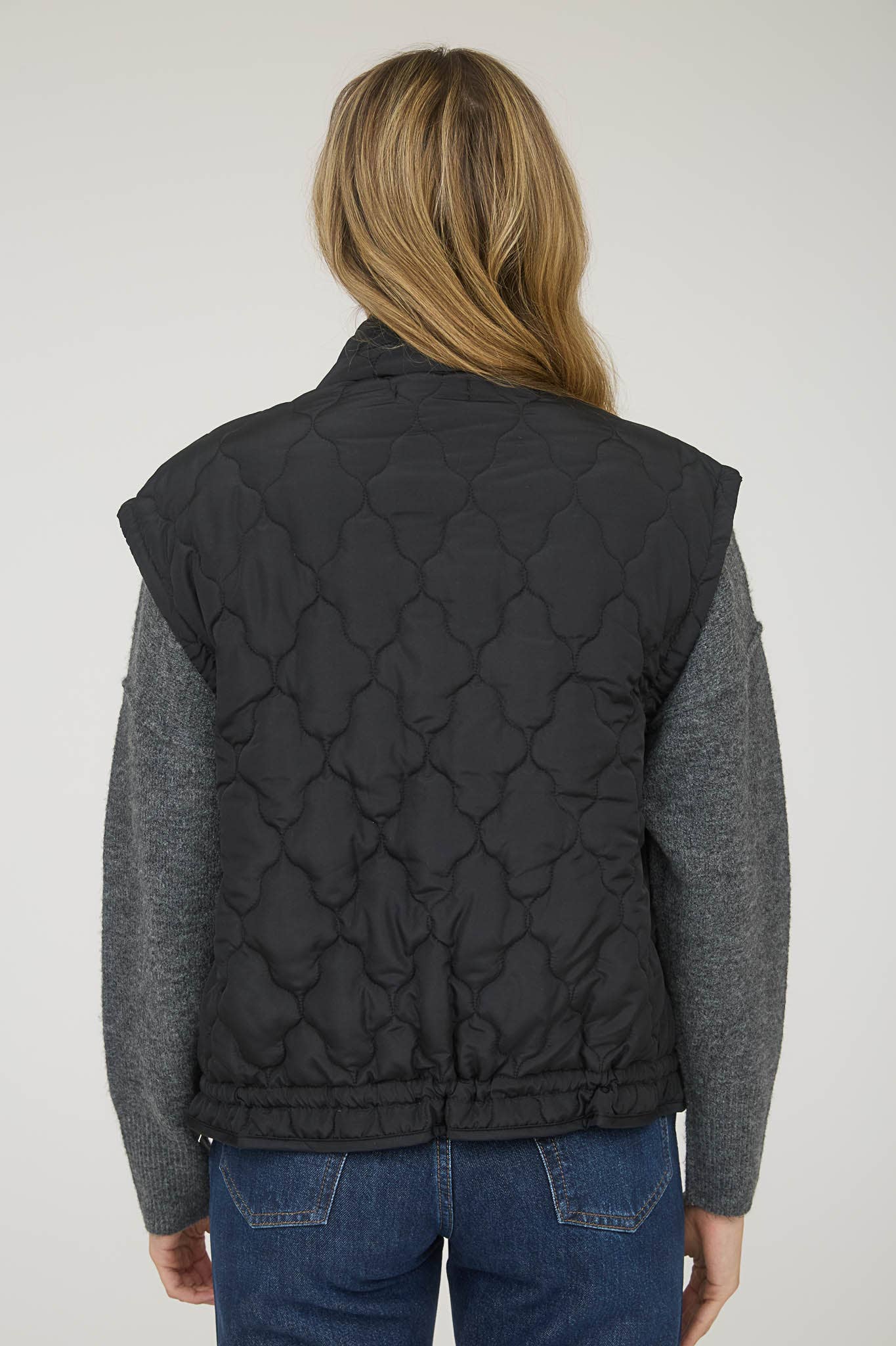 Blu Pepper Tie-Detail Snap-Button Quilted Puffer Western Vest — Mock Neckline, Functional Pockets, Multiple Colors