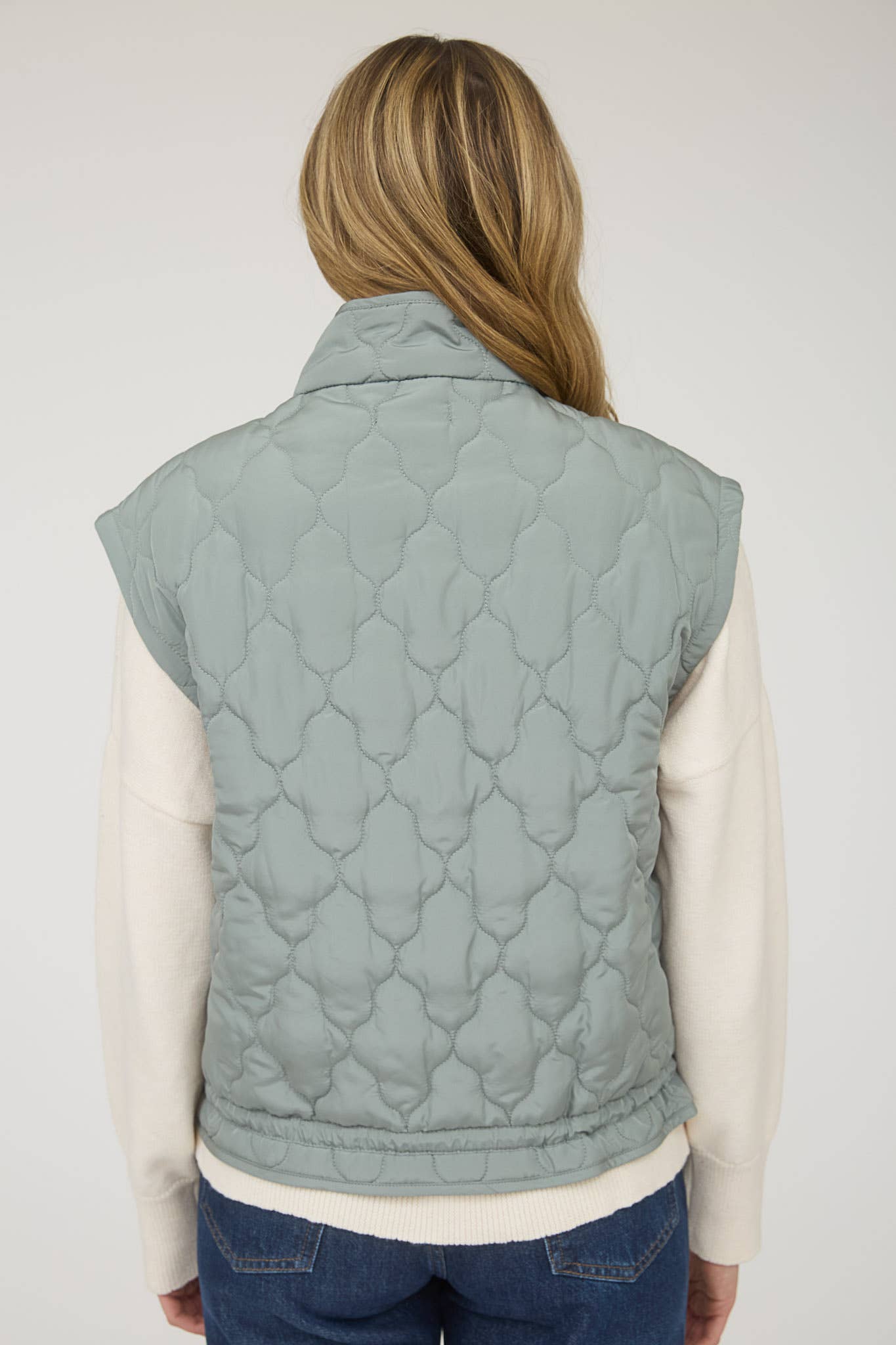 Blu Pepper Tie-Detail Snap-Button Quilted Puffer Western Vest — Mock Neckline, Functional Pockets, Multiple Colors