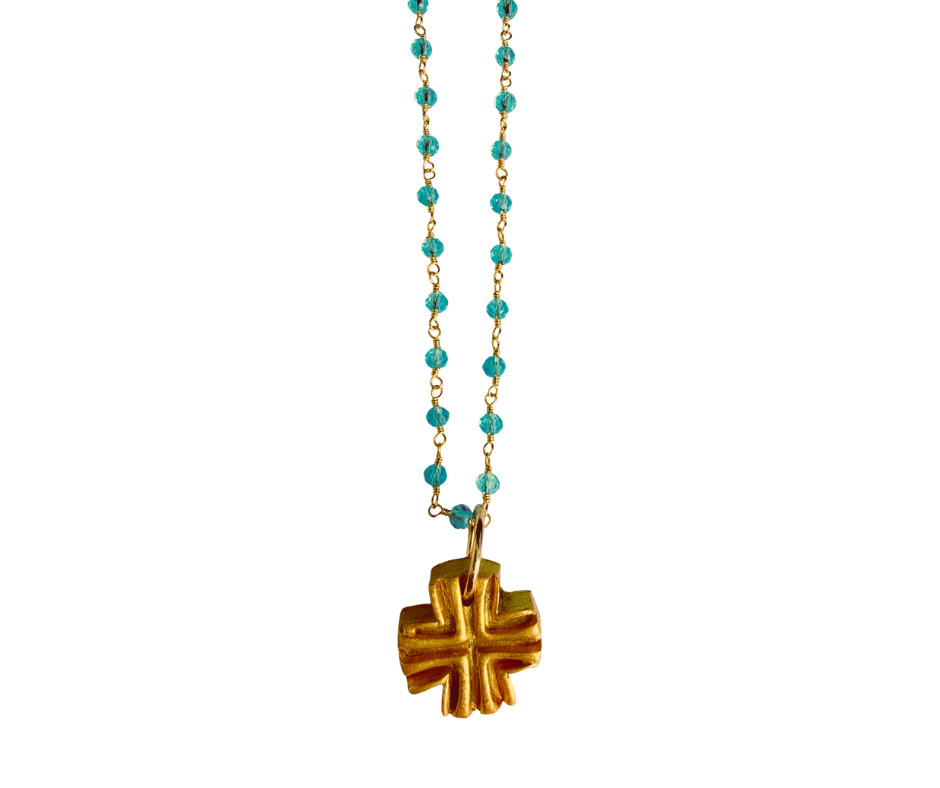 HT1 Hidden Truth Gold with Turquoise Chain with Julia Cross