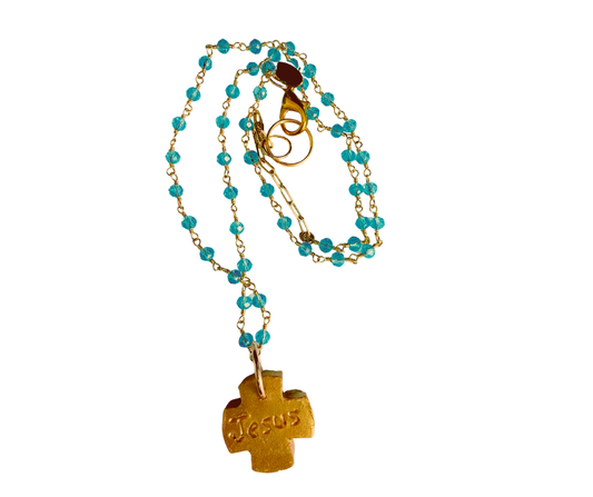 HT1 Hidden Truth Gold with Turquoise Chain with Julia Cross