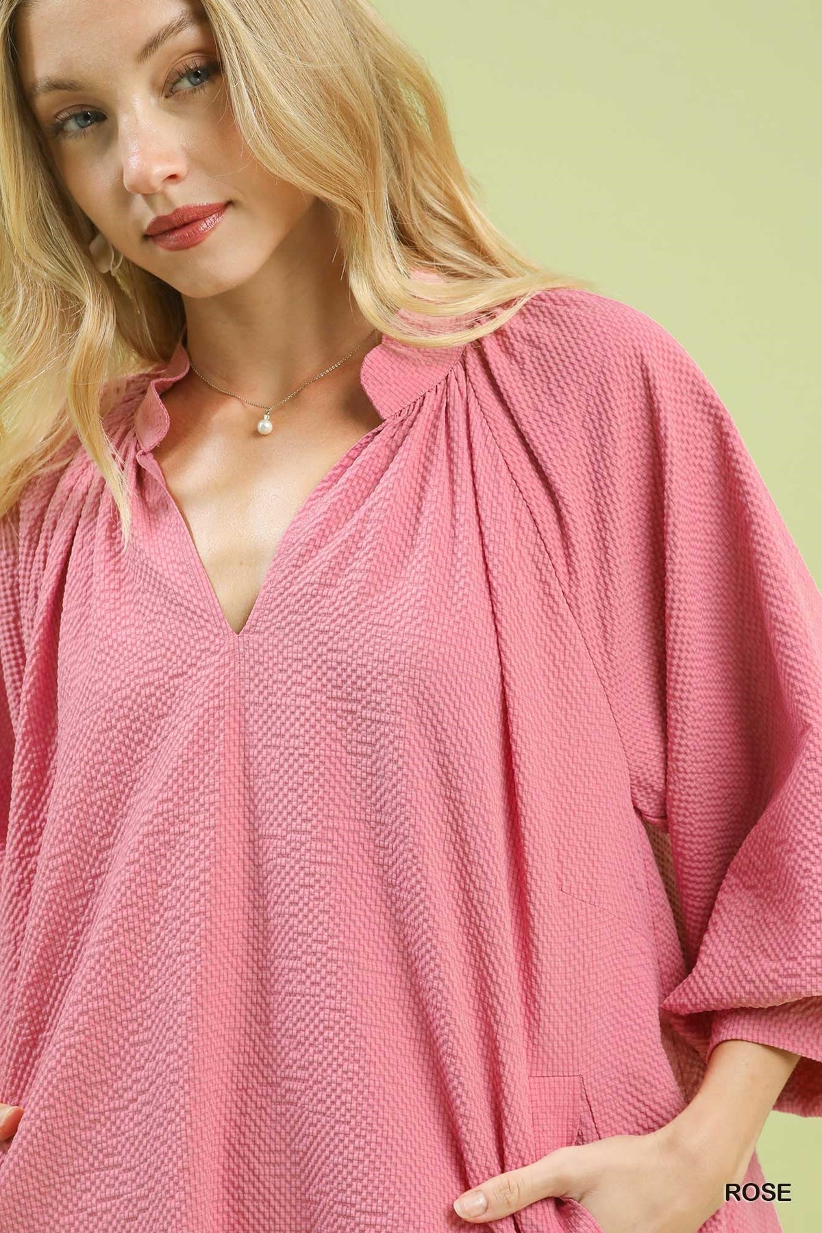 Rose Textured Pocket Mini Dress by Umgee
