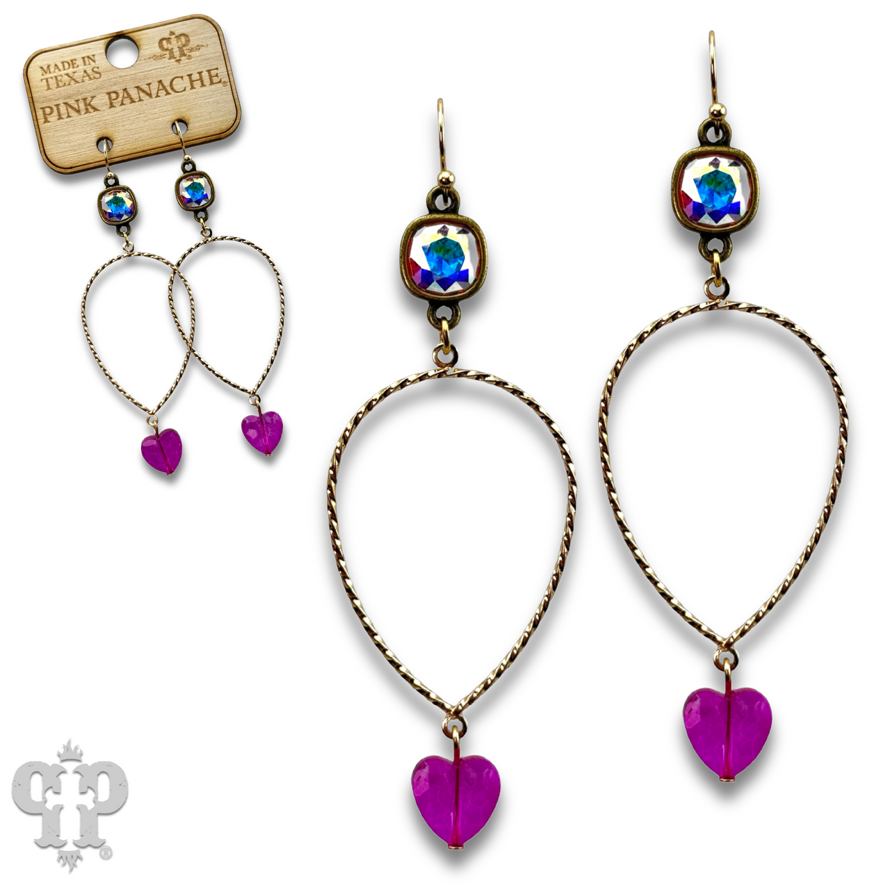 Crystal heart teardrop earring with Austrian crystal - LC