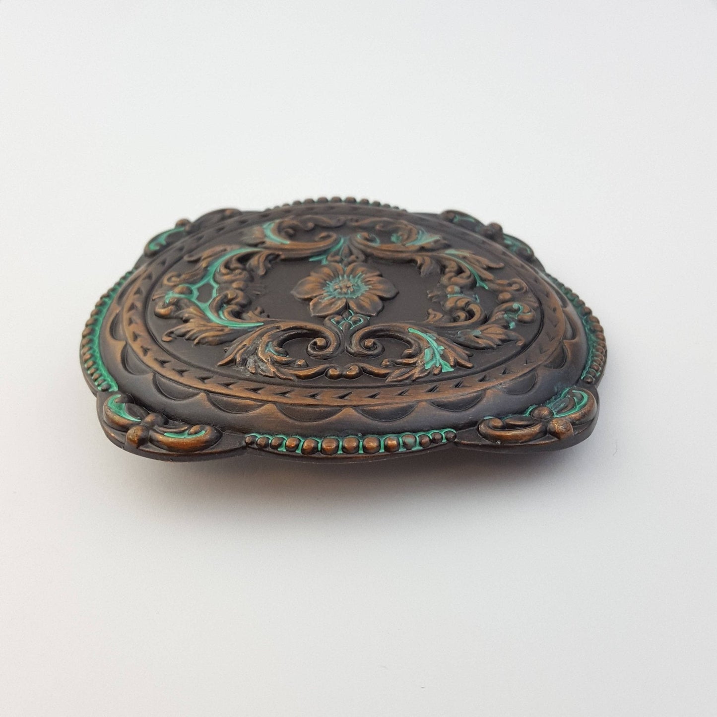 Vintage Brass Floral Western Buckle — Antique Patina Finish (Buckle Only)