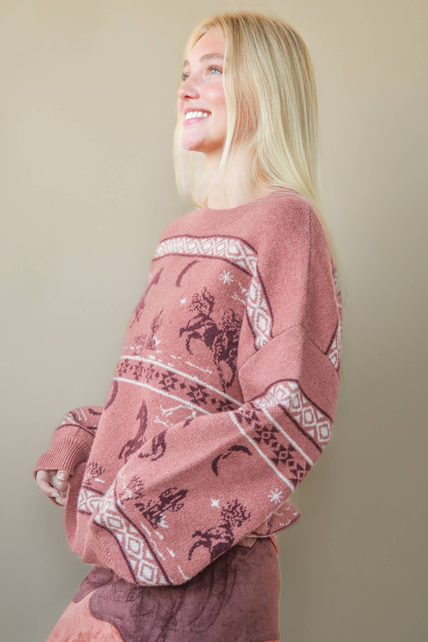 Western Express Knit Sweater - Small Mauve remains