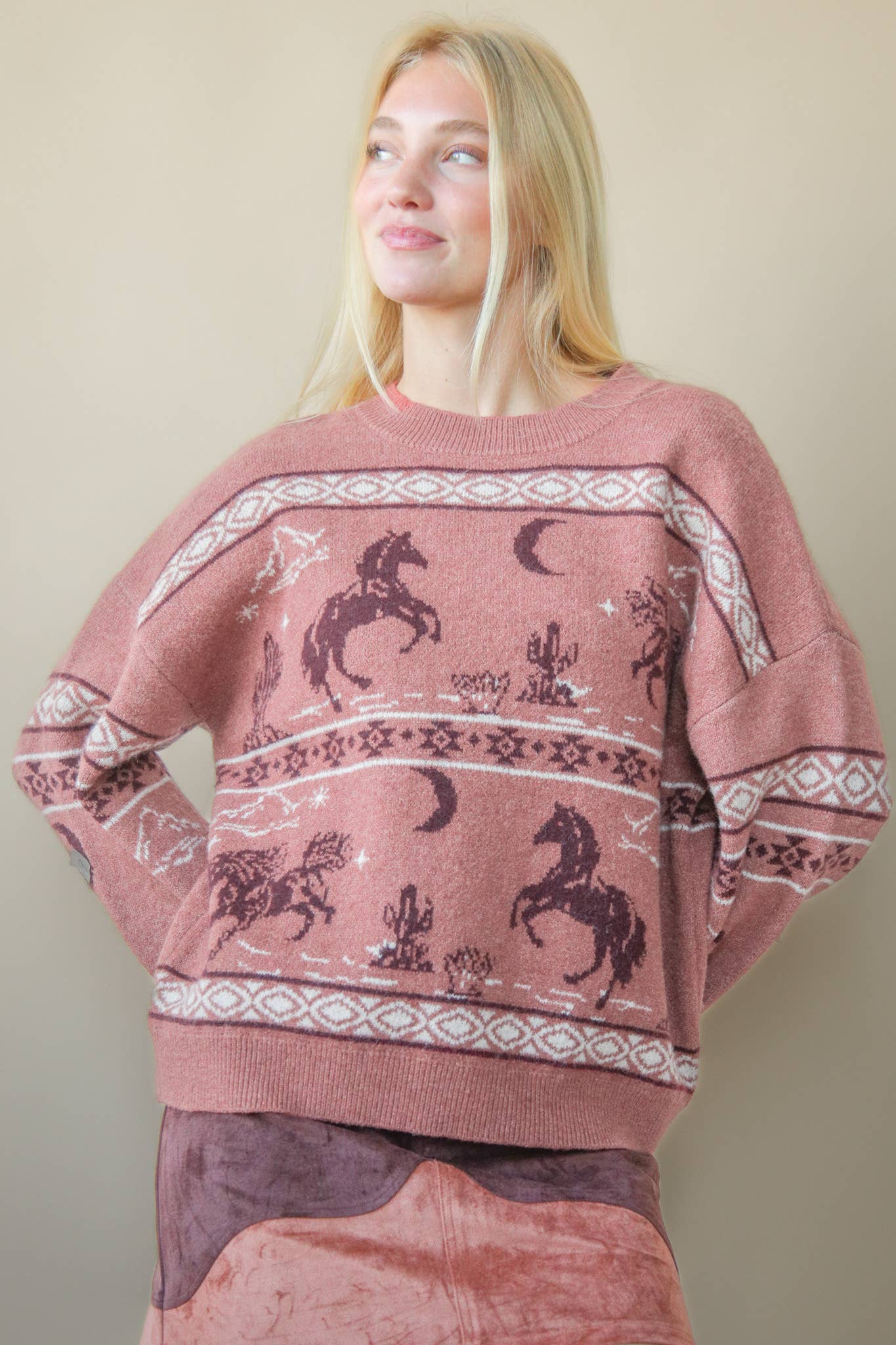 Western Express Knit Sweater - Small Mauve remains