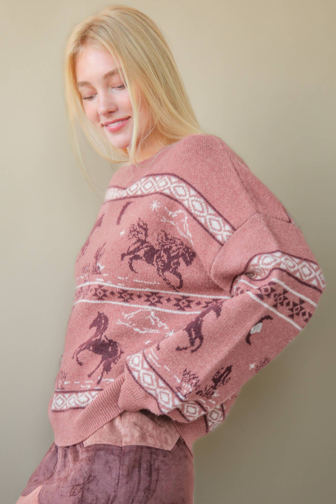 Western Express Knit Sweater - Small Mauve remains