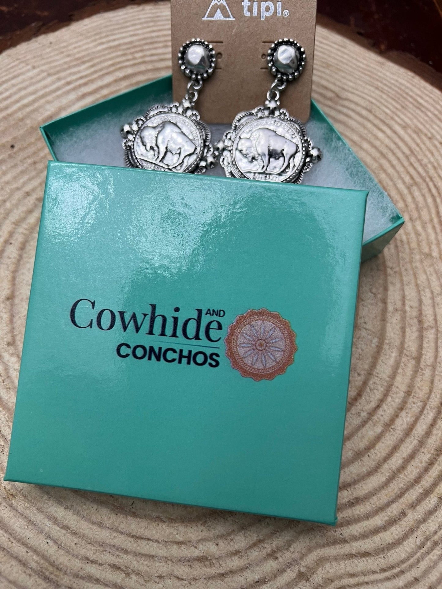 Western Faux Buffalo Coin Stud Earrings — Petite Western Studs