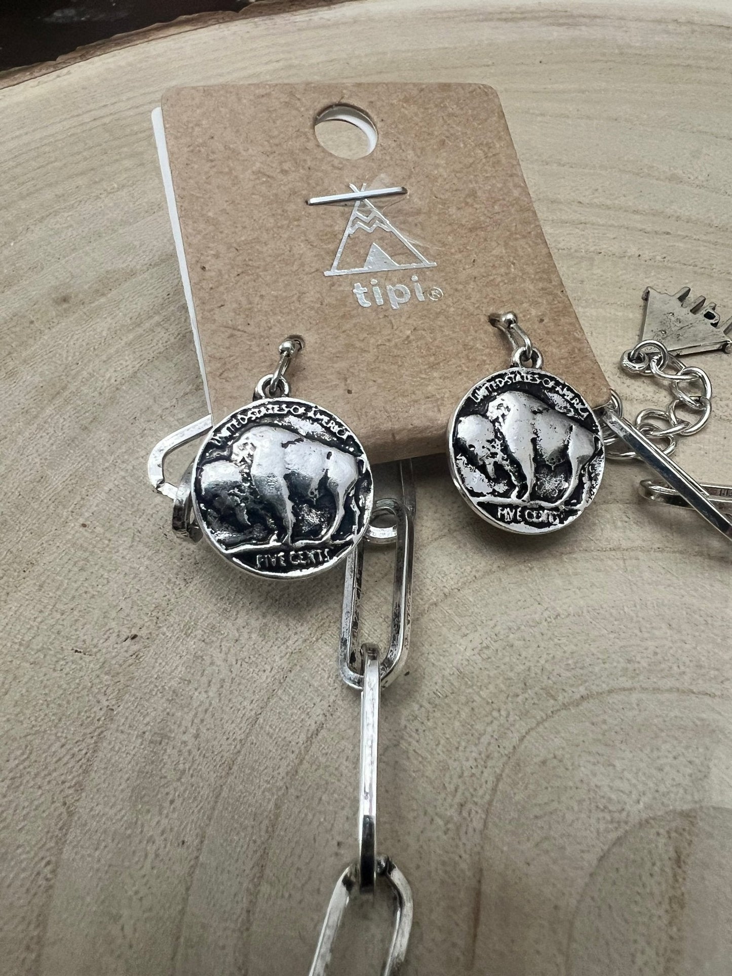 Western Statement Buffalo Coin Necklace & Earring Set — 2.5" Oversized Pendant (18 Inch)
