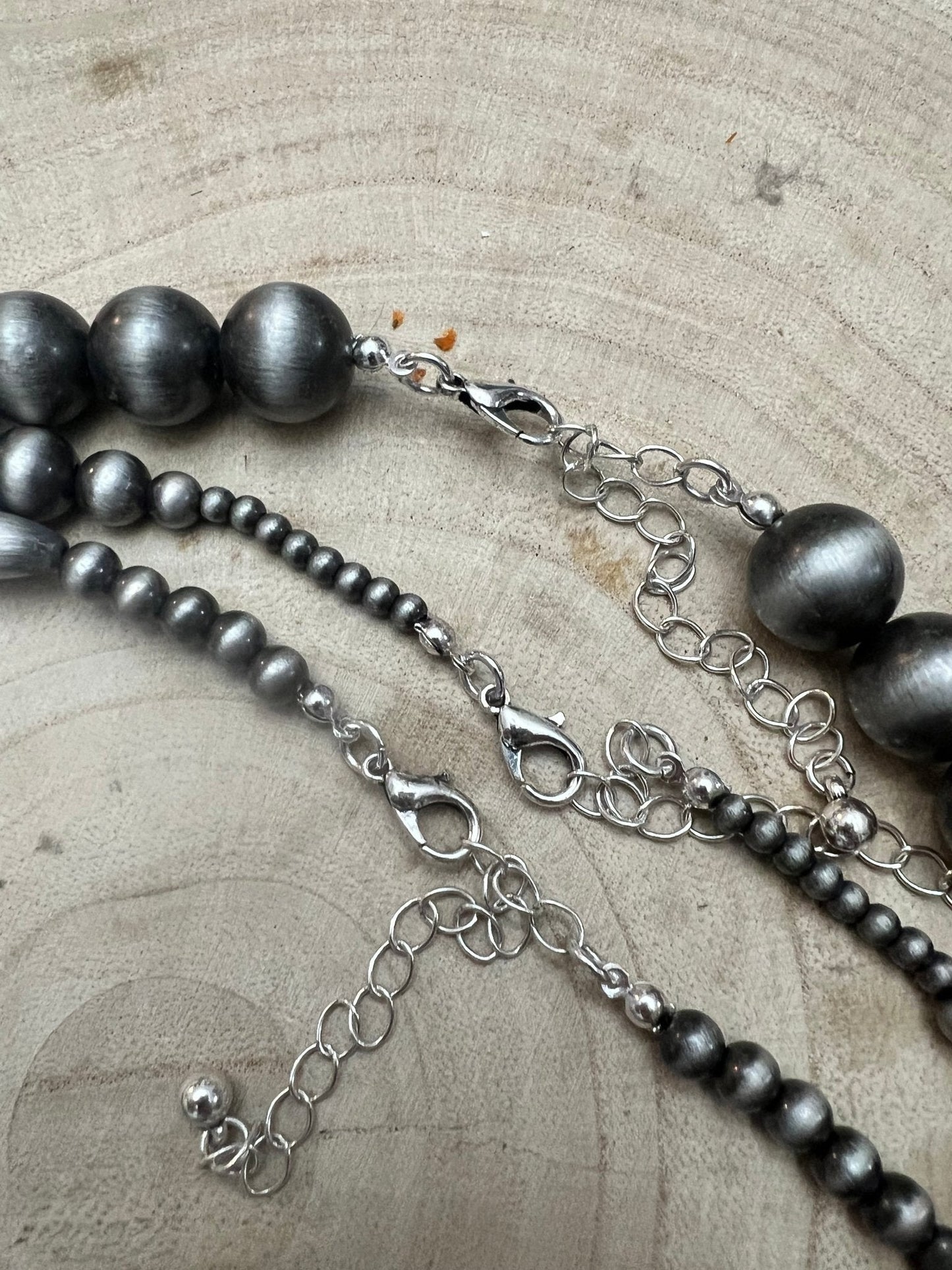 Western Faux Sterling Pearl 3-Piece Necklace Set — 18", 22", 26" Layered Trio