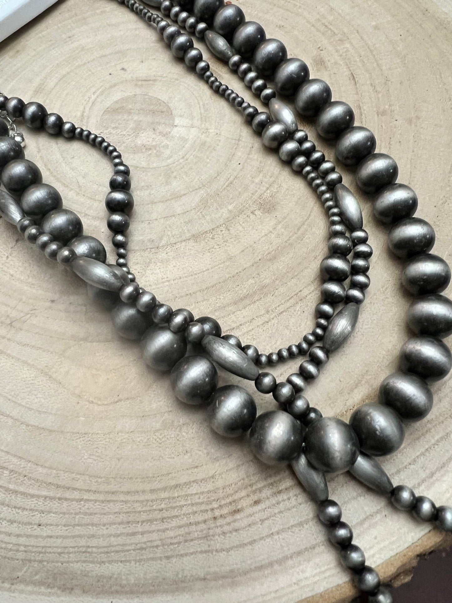 Western Faux Sterling Pearl 3-Piece Necklace Set — 18", 22", 26" Layered Trio