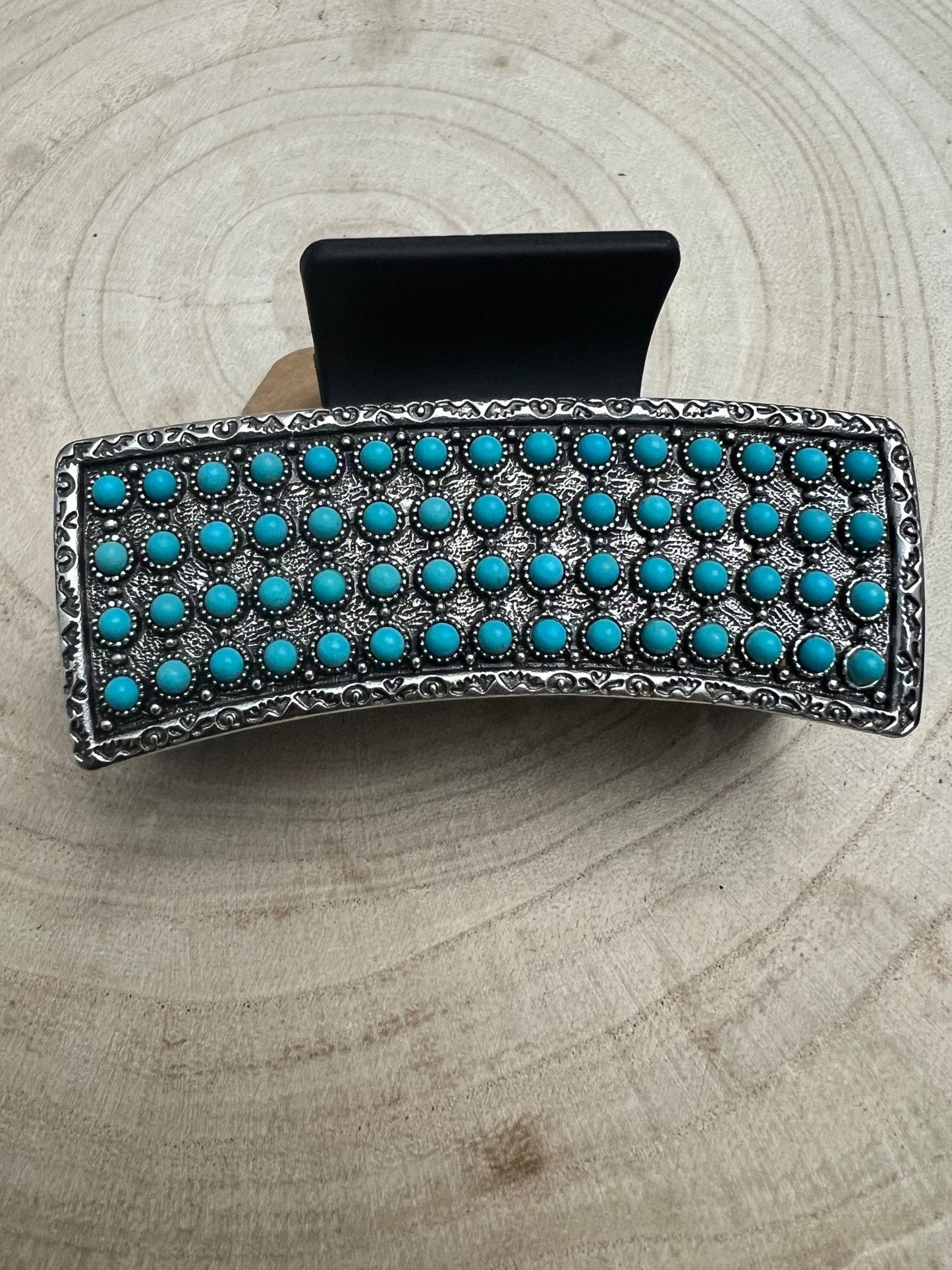 Western Faux Turquoise Cluster Hair Claw Clip — 3" Southwestern Statement