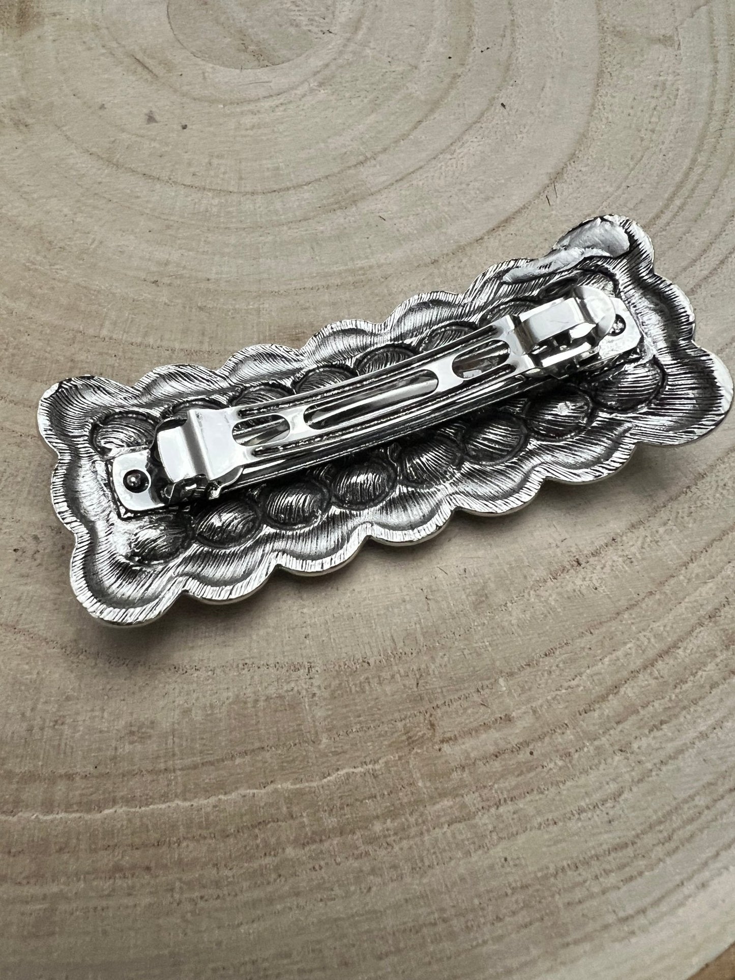 Western Faux Turquoise Cluster Metal Hair Barrette — 3" Old West Hair Statement