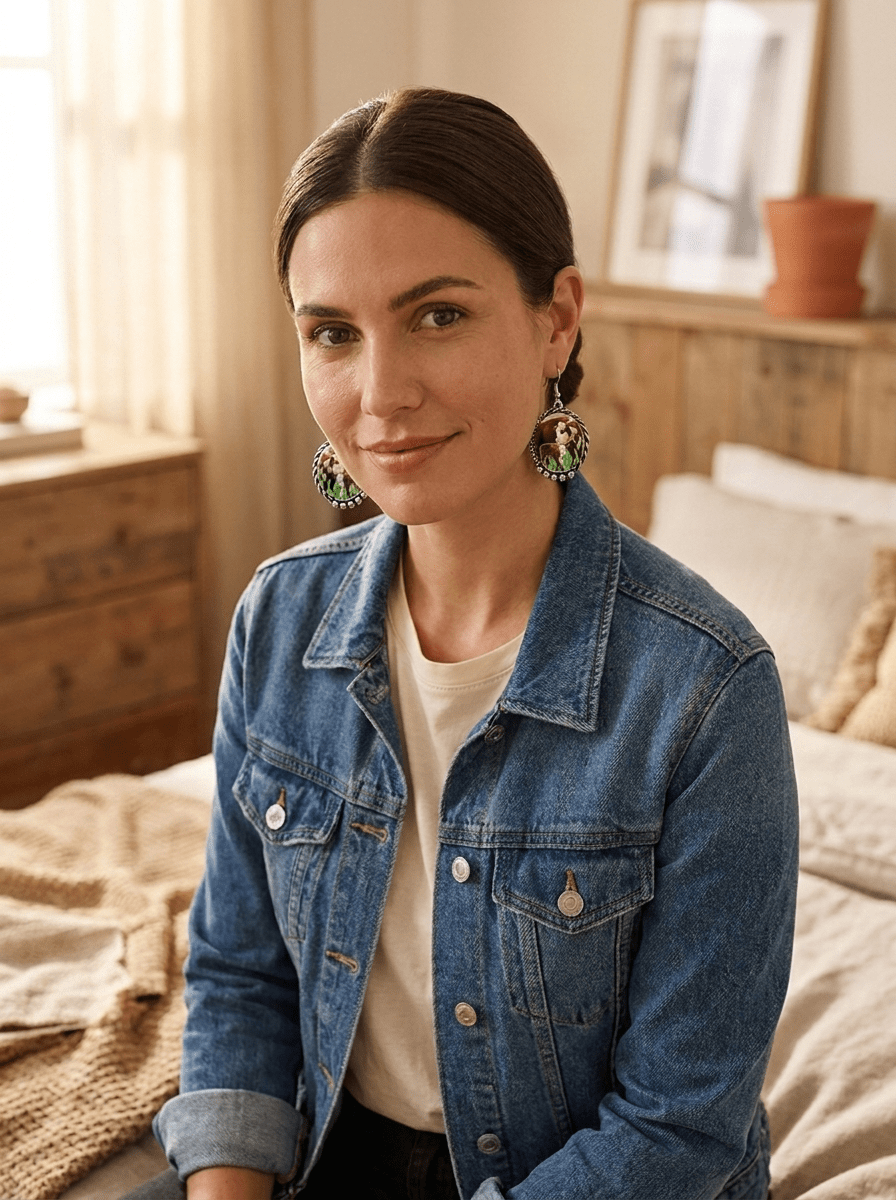 Western Framed Cow Calf Fashion Earrings — Ranch Life Statement (1½" x 1")